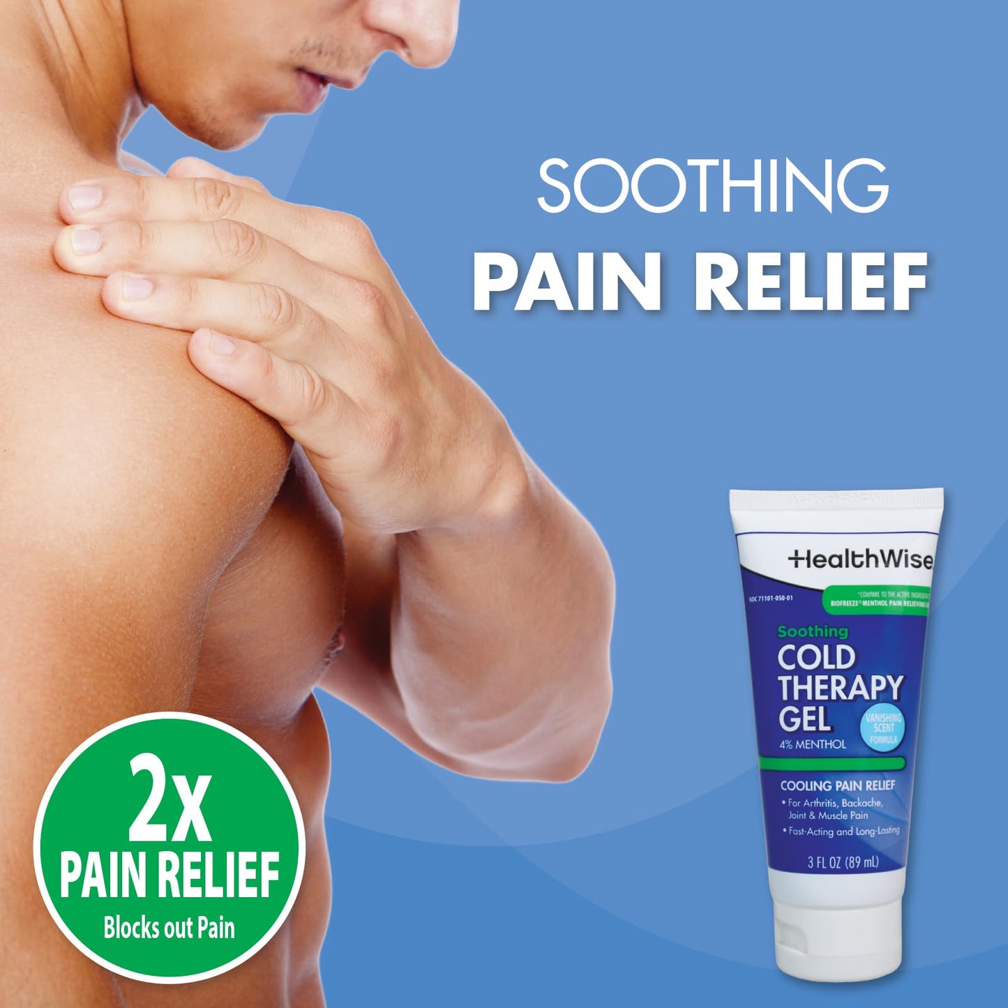 HealthWise Soothing Cold Therapy Gel | 4% Menthol | Vanishing Scent | 3.0 Oz | Arthritis Pain Relief | Topical Analgesic - dailyvitalstore