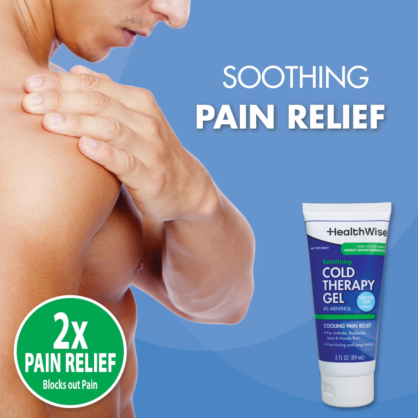 HealthWise Soothing Cold Therapy Gel | 4% Menthol | Vanishing Scent | 3.0 Oz | Arthritis Pain Relief | Topical Analgesic - dailyvitalstore