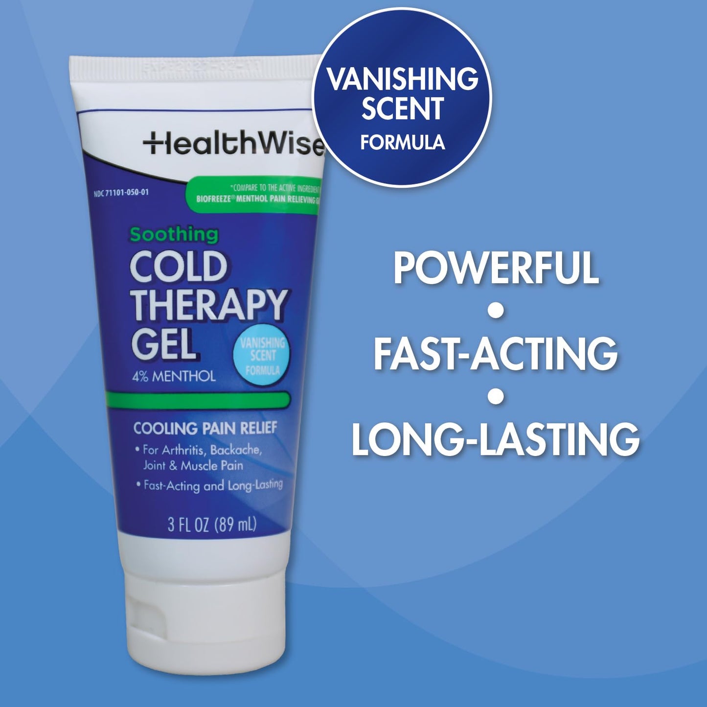 HealthWise Soothing Cold Therapy Gel | 4% Menthol | Vanishing Scent | 3.0 Oz | Arthritis Pain Relief | Topical Analgesic - dailyvitalstore