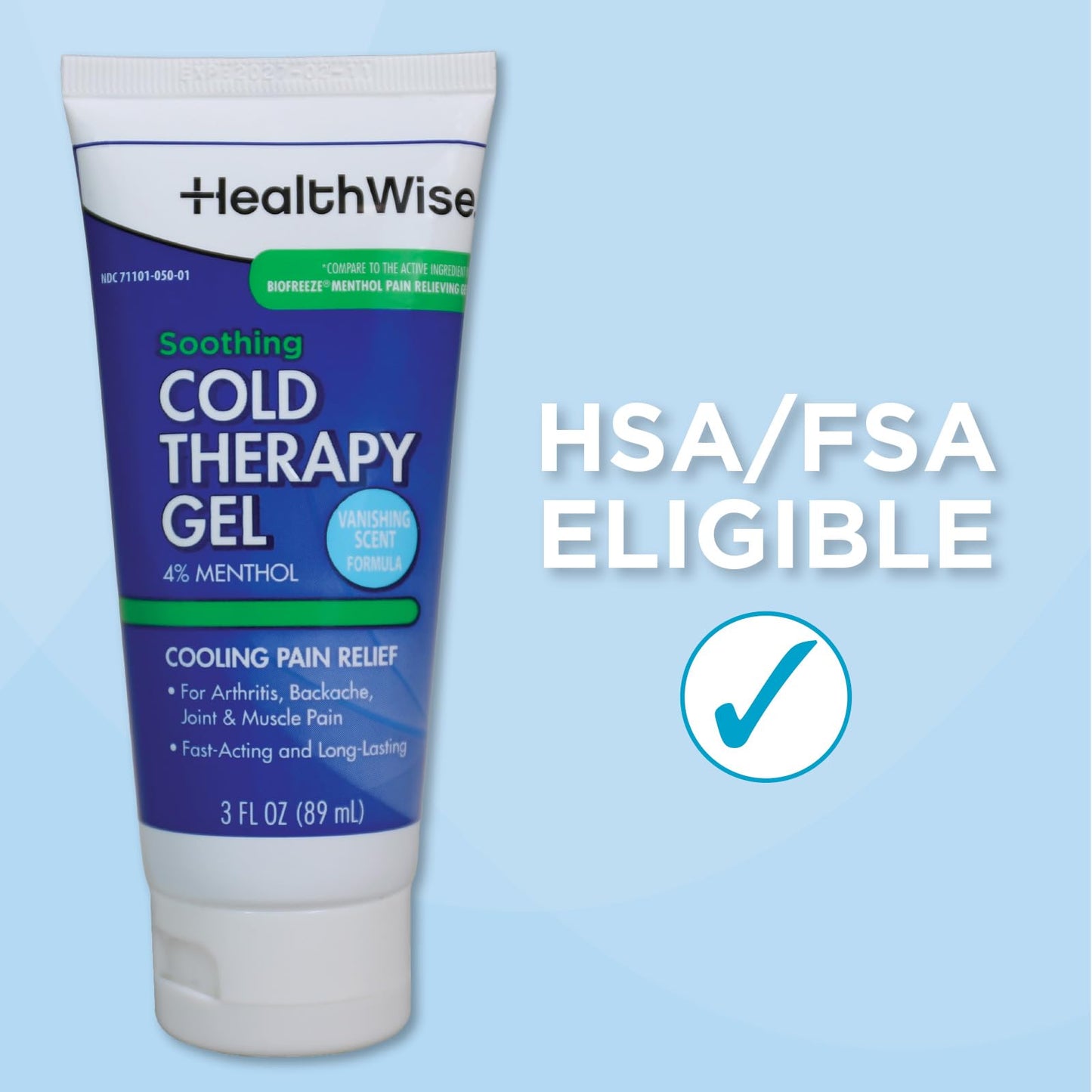 HealthWise Soothing Cold Therapy Gel | 4% Menthol | Vanishing Scent | 3.0 Oz | Arthritis Pain Relief | Topical Analgesic - dailyvitalstore