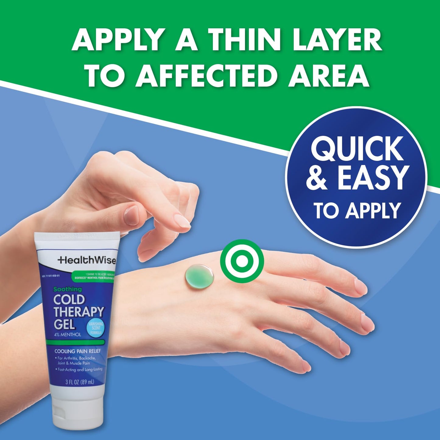 HealthWise Soothing Cold Therapy Gel | 4% Menthol | Vanishing Scent | 3.0 Oz | Arthritis Pain Relief | Topical Analgesic - dailyvitalstore
