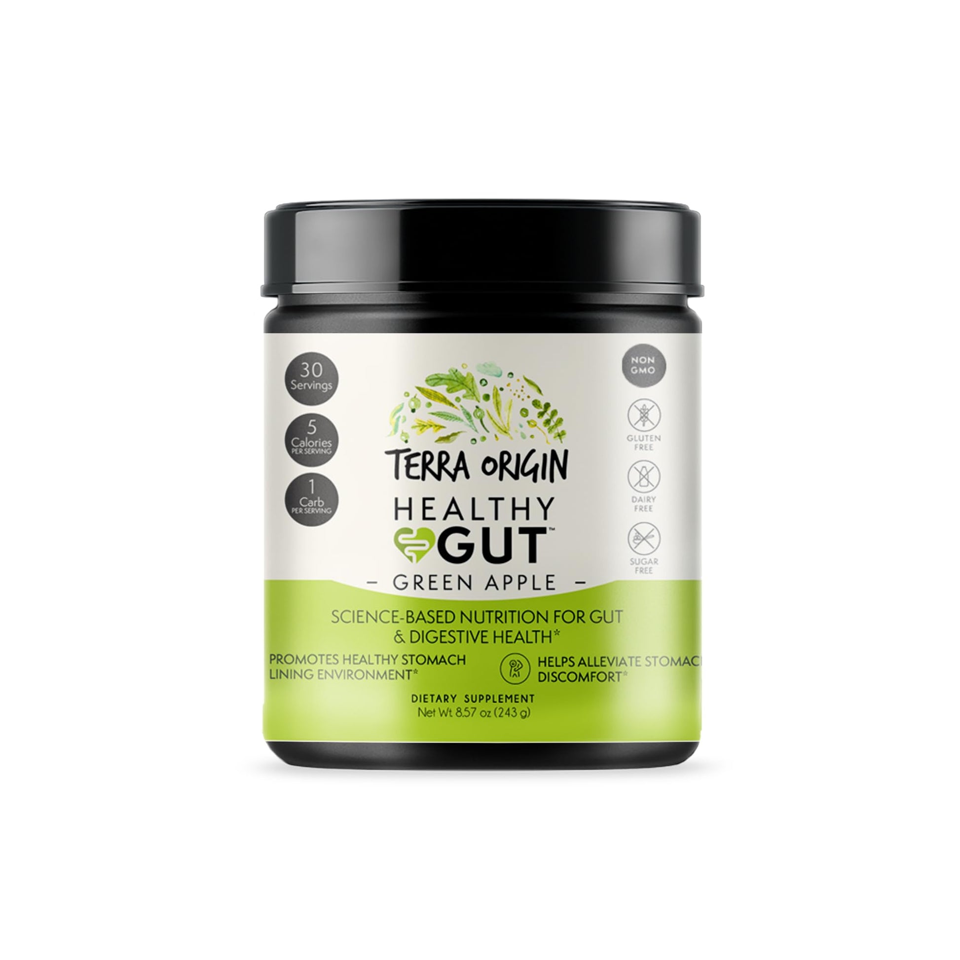 Healthy Gut Green Apple | 30-Servings with L-Glutamine, Zinc, Glucosamine, Slippery Elm Bark, Marshmallow Root and More! - dailyvitalstore