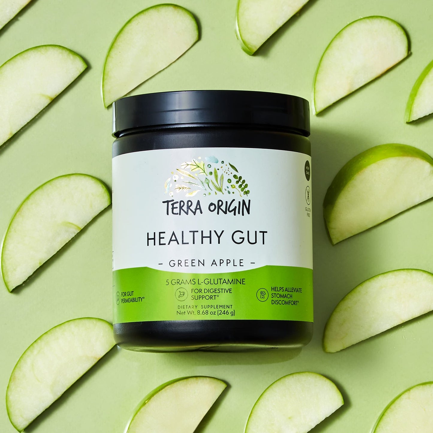 Healthy Gut Green Apple | 30-Servings with L-Glutamine, Zinc, Glucosamine, Slippery Elm Bark, Marshmallow Root and More! - dailyvitalstore