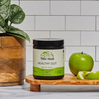 Healthy Gut Green Apple | 30-Servings with L-Glutamine, Zinc, Glucosamine, Slippery Elm Bark, Marshmallow Root and More! - dailyvitalstore