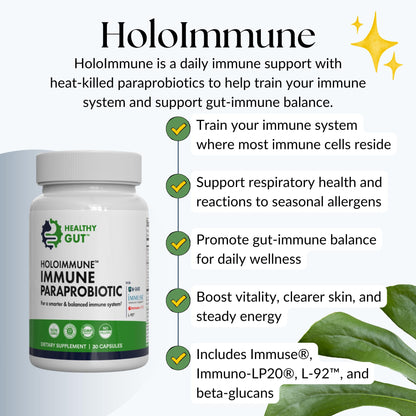 Healthy Gut HoloImmune | Paraprobiotic with Immuse Immune Support | 30 Servings - dailyvitalstore