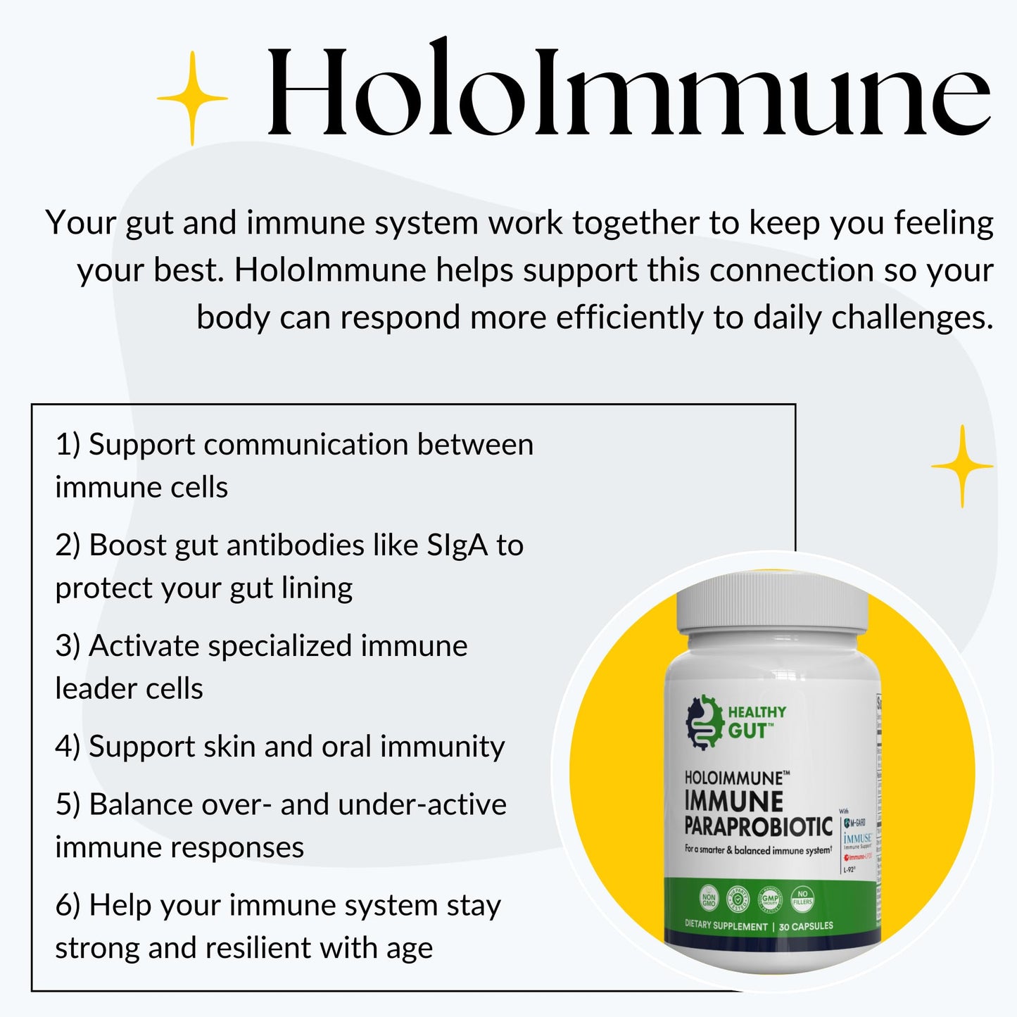 Healthy Gut HoloImmune | Paraprobiotic with Immuse Immune Support | 30 Servings - dailyvitalstore