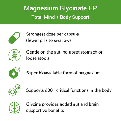 Healthy Gut Magnesium-HP | Ultra Pure Magnesium Glycinate Capsules with Zero Fillers | 180 mg Magnesium Glycinate | 90 Servings - dailyvitalstore