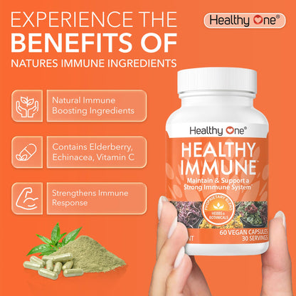 Healthy Immune - 10 in 1 Formula - Cold & Flu Virus - Sick & Illness - Covid - Elderberry - Echinacea - Vitamin C - Zinc - Garlic - Reishi - Andrographis - Astragulus - Antioxidants - Immunity - 120ct - dailyvitalstore