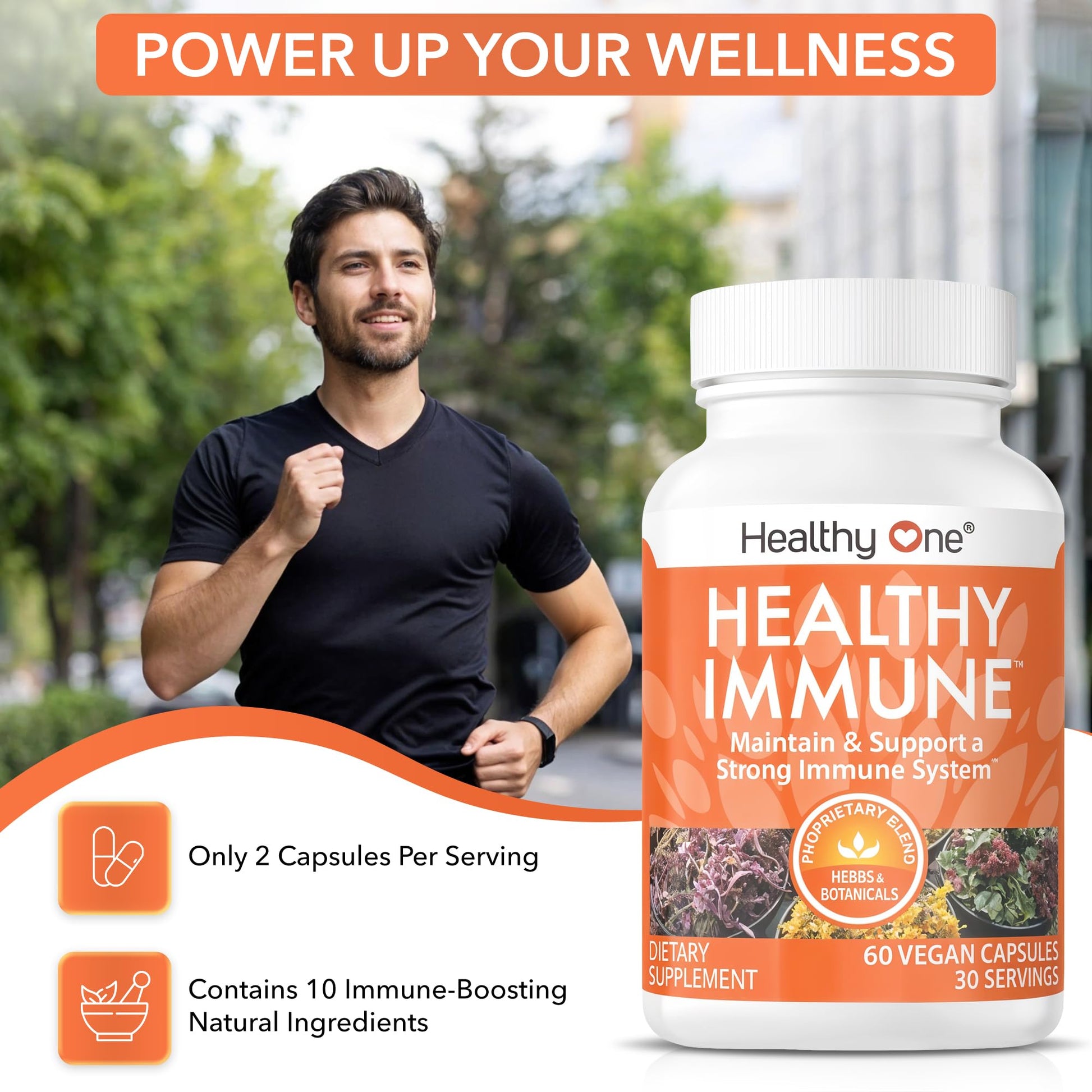 Healthy Immune - 10 in 1 Formula - Cold & Flu Virus - Sick & Illness - Covid - Elderberry - Echinacea - Vitamin C - Zinc - Garlic - Reishi - Andrographis - Astragulus - Antioxidants - Immunity - 120ct - dailyvitalstore