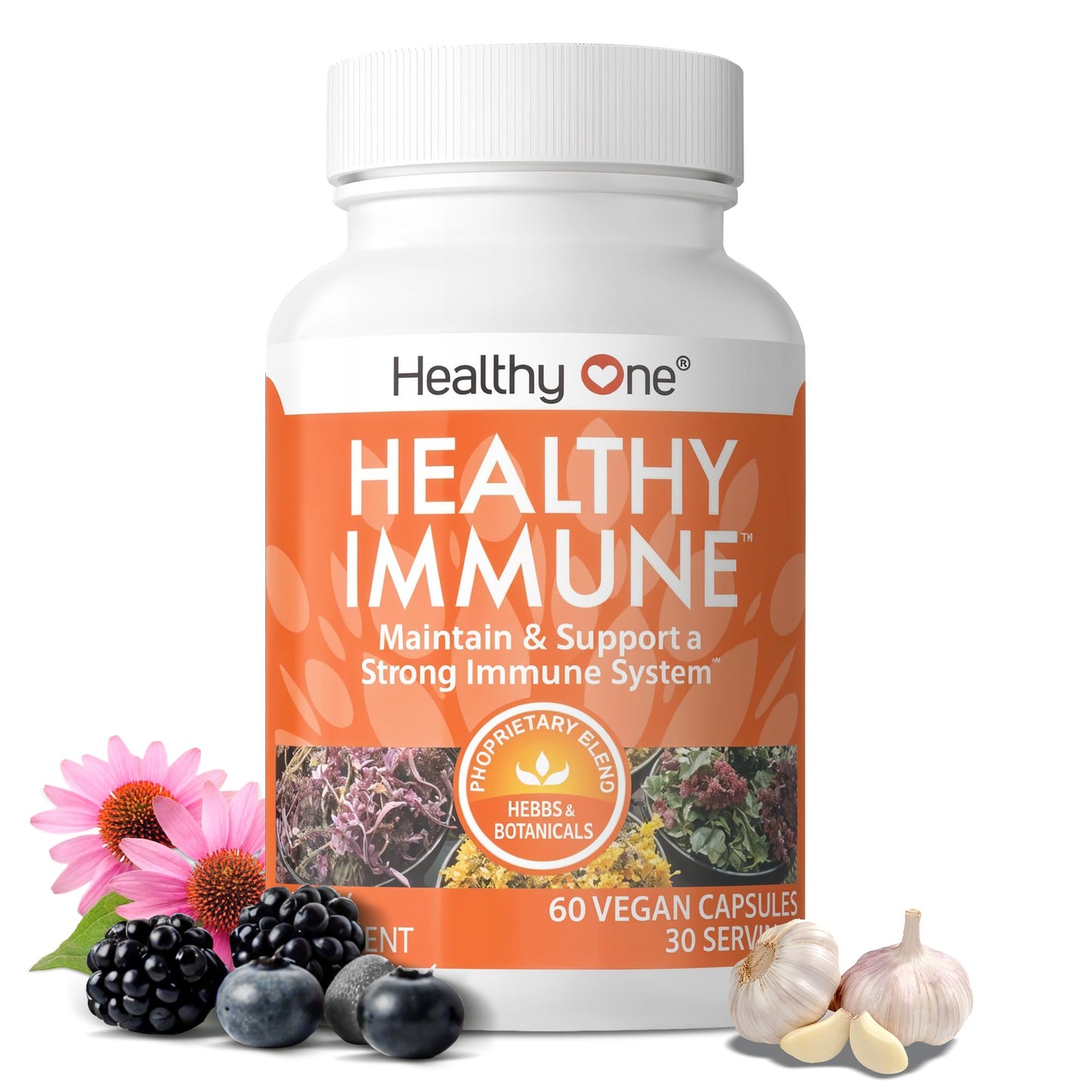 Healthy Immune - 10 in 1 Formula - Cold & Flu Virus - Sick & Illness - Covid - Elderberry - Echinacea - Vitamin C - Zinc - Garlic - Reishi - Andrographis - Astragulus - Antioxidants - Immunity - 120ct - dailyvitalstore