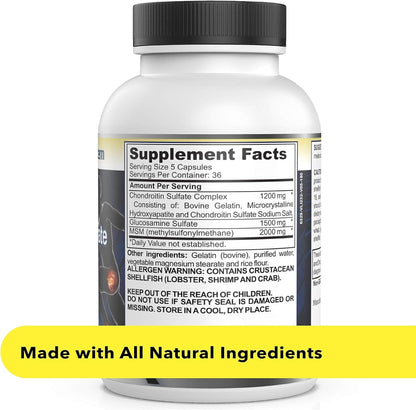 Healthy Joints System Glucosamine Chondroitin MSM Supplement for Joint & Bone Health - 120 Capsules | Joint Support & Discomfort Relief for Back, Knees, Hands - dailyvitalstore