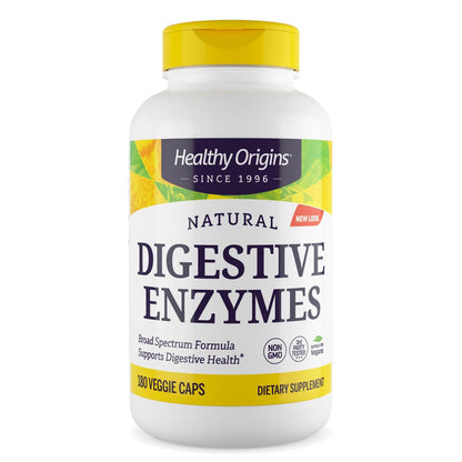 Healthy Origins Digestive Enzymes, 180 Veggie Capsules - Broad Spectrum, Multi-Enzyme Blend with Protease, Amylase & Lipase - Supports GI Comfort - dailyvitalstore