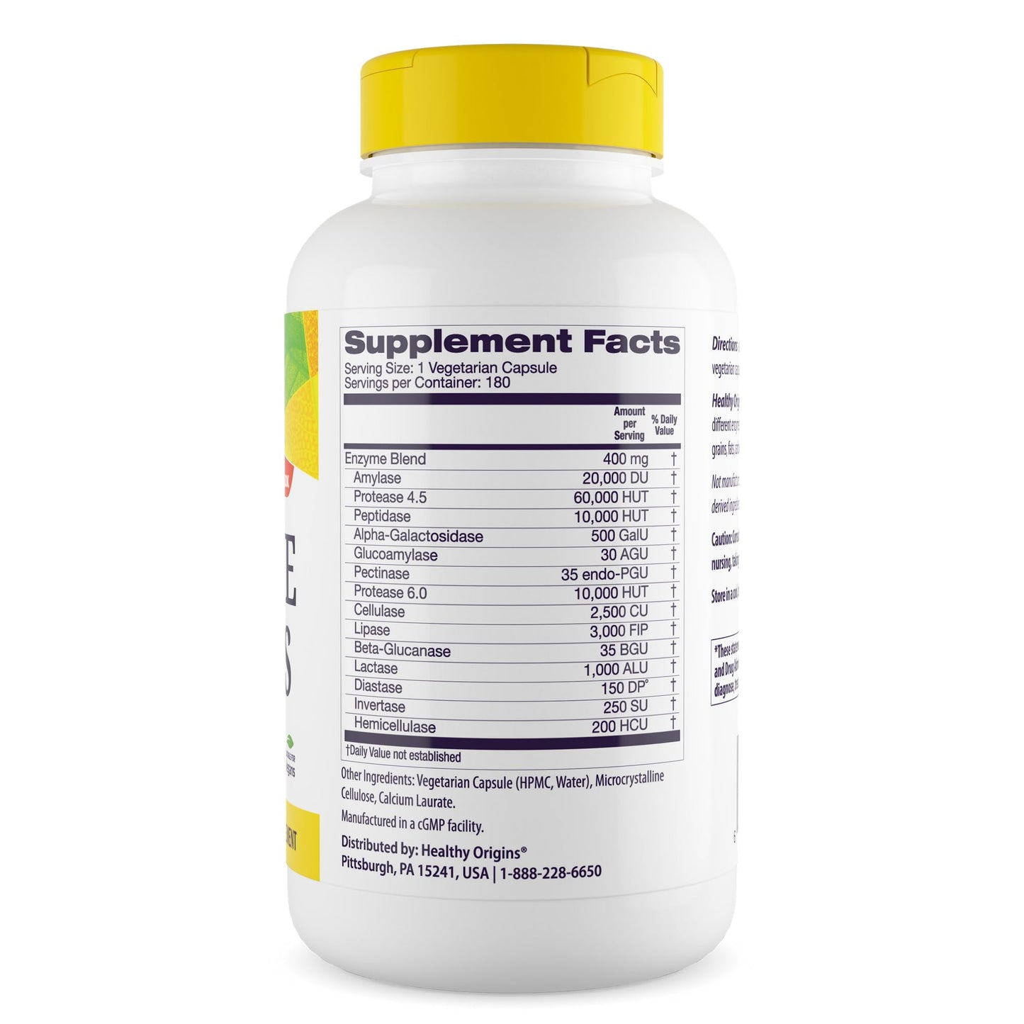 Healthy Origins Digestive Enzymes, 180 Veggie Capsules - Broad Spectrum, Multi-Enzyme Blend with Protease, Amylase & Lipase - Supports GI Comfort - dailyvitalstore