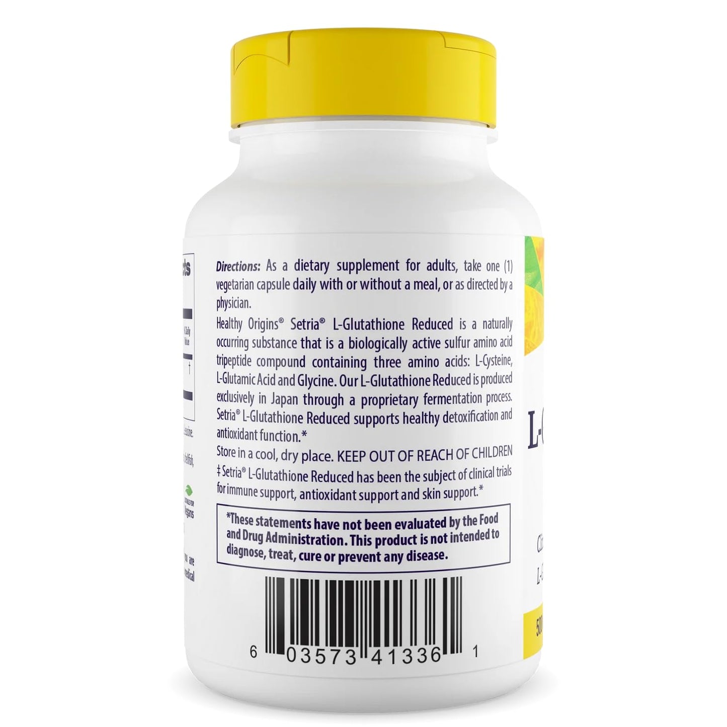 Healthy Origins L-Glutathione 500 mg (Setria, Non-GMO, Gluten Free, Antioxidant, Immune Support, Skin Support), 60 Veggie Caps - dailyvitalstore