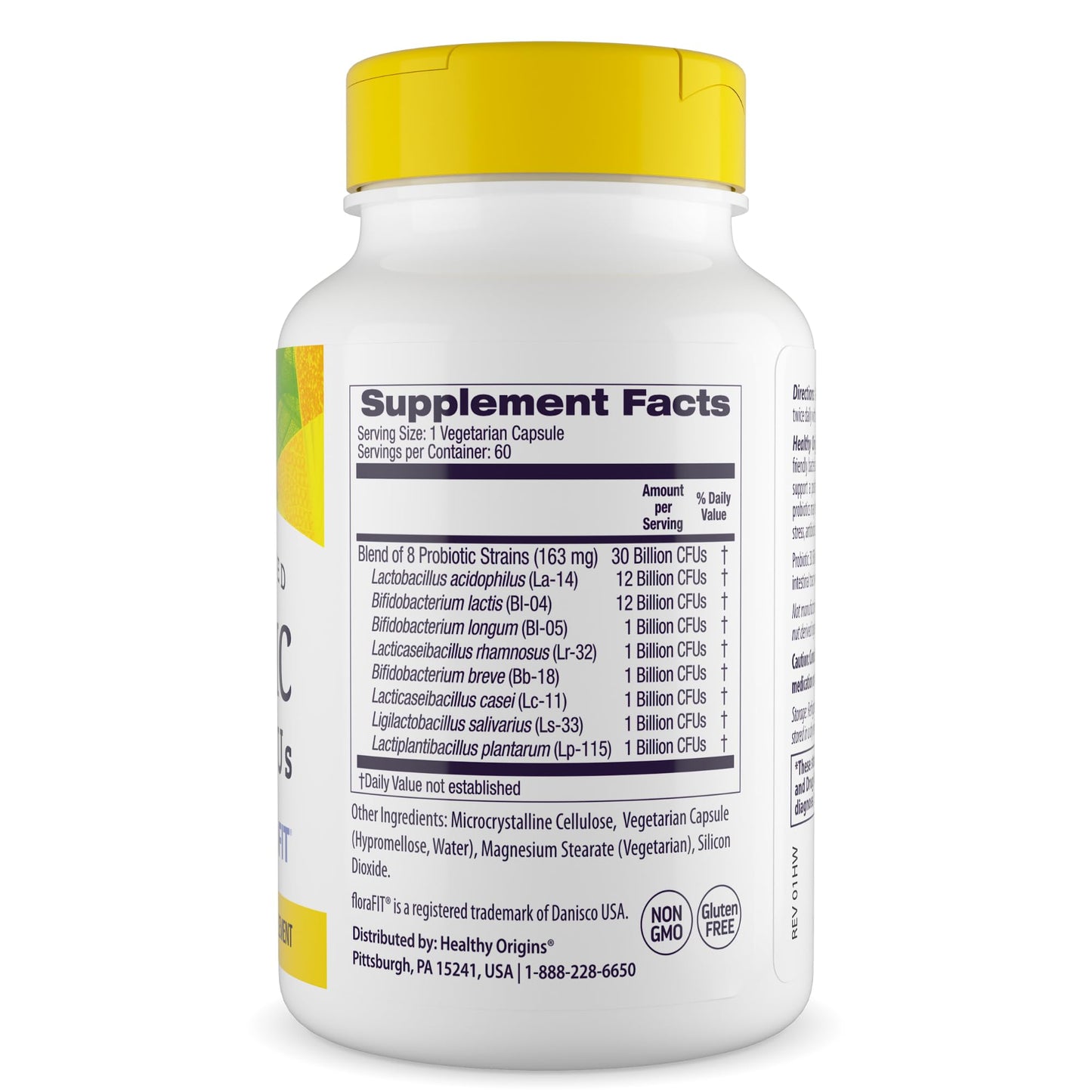 Healthy Origins Probiotic 30 Billion CFUs, 60 Veggie Capsules - 8 Clinically Studied Strains Including Lactobacillus & Bifidobacterium - Supports Microbiom - dailyvitalstore