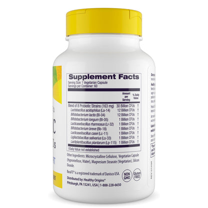 Healthy Origins Probiotic 30 Billion CFUs, 60 Veggie Capsules - 8 Clinically Studied Strains Including Lactobacillus & Bifidobacterium - Supports Microbiom - dailyvitalstore