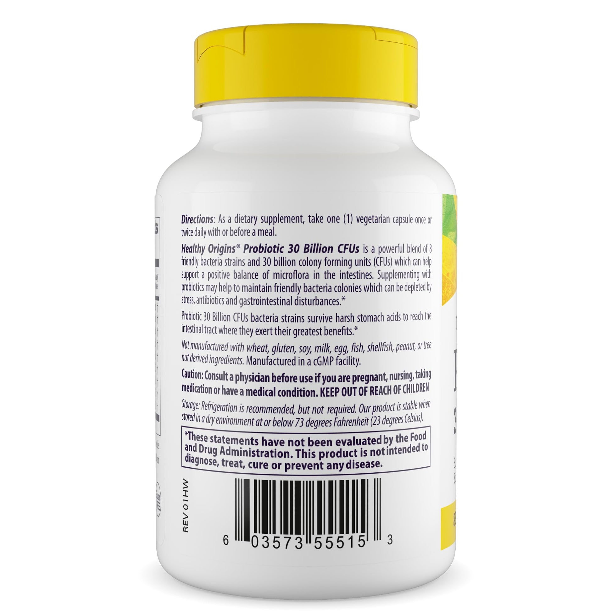 Healthy Origins Probiotic 30 Billion CFUs, 60 Veggie Capsules - 8 Clinically Studied Strains Including Lactobacillus & Bifidobacterium - Supports Microbiom - dailyvitalstore