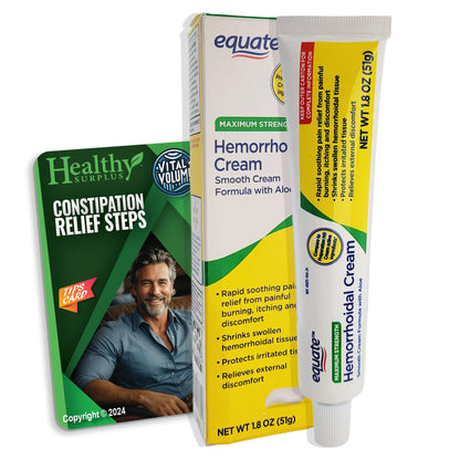 Healthy Surplus Equate Hemorrhoidal Cream/Ointment 1.8 OZ (51g) and Vital Volumes Tips Card Bundle - dailyvitalstore