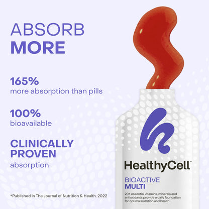 Healthycell Bioactive Daily Liquid Multivitamin for Men & Women – 20+ Essential Vitamins, Minerals & Antioxidants for Brain, Heart, Immune Support, Skin & Hair Support - 14 Gel Packs - dailyvitalstore