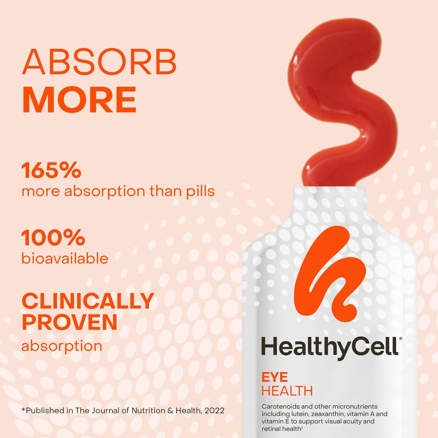 Healthycell Eye Health Daily Liquid Supplement - Eye Vitamins & Minerals with Lutein, Zeaxanthin, Astaxanthin & Beta Carotene for Sight Care & Macular Support - 30 Gel Packs - dailyvitalstore
