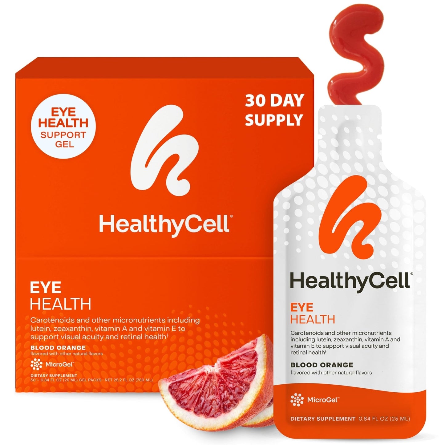Healthycell Eye Health Daily Liquid Supplement - Eye Vitamins & Minerals with Lutein, Zeaxanthin, Astaxanthin & Beta Carotene for Sight Care & Macular Support - 30 Gel Packs - dailyvitalstore