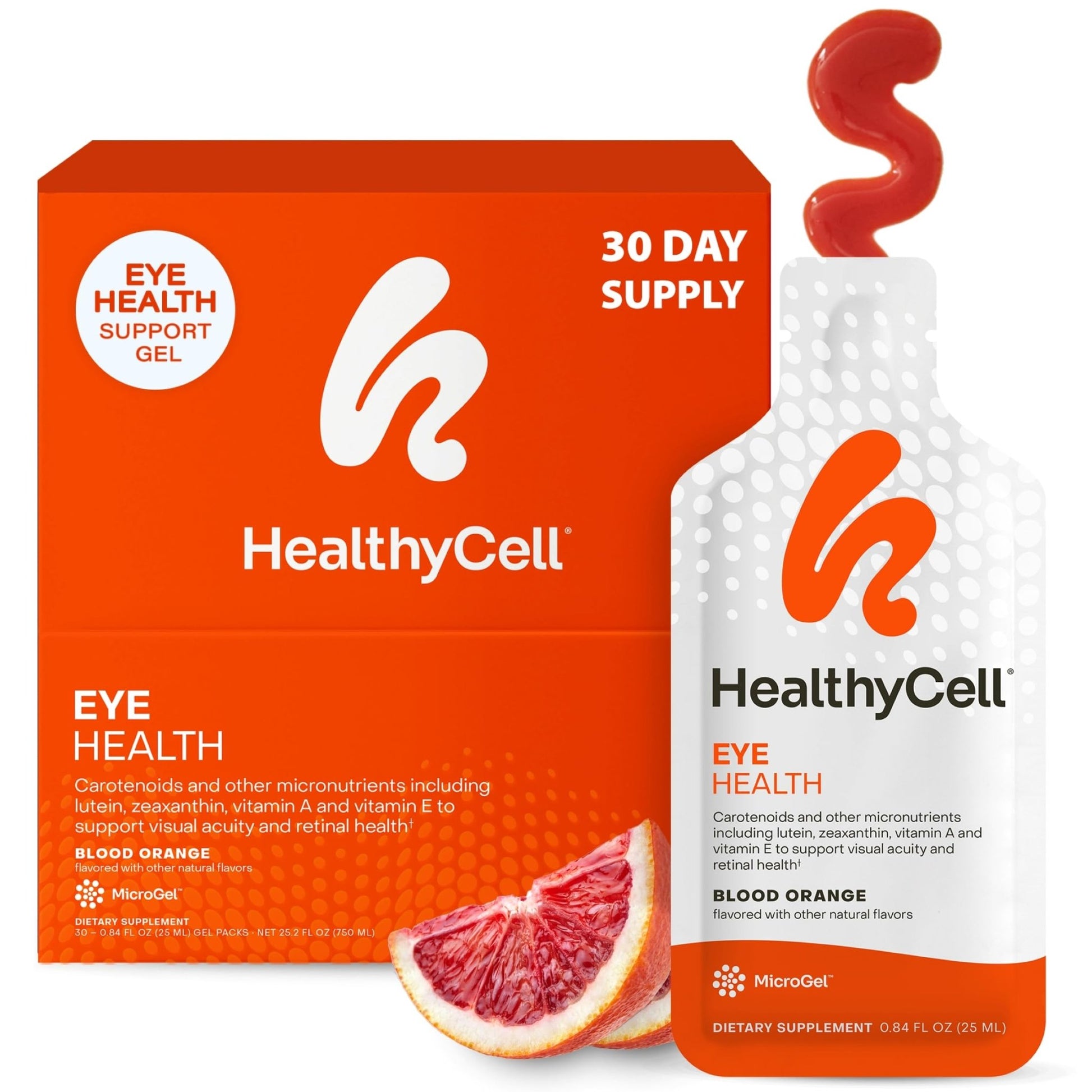 Healthycell Eye Health Daily Liquid Supplement - Eye Vitamins & Minerals with Lutein, Zeaxanthin, Astaxanthin & Beta Carotene for Sight Care & Macular Support - 30 Gel Packs - dailyvitalstore