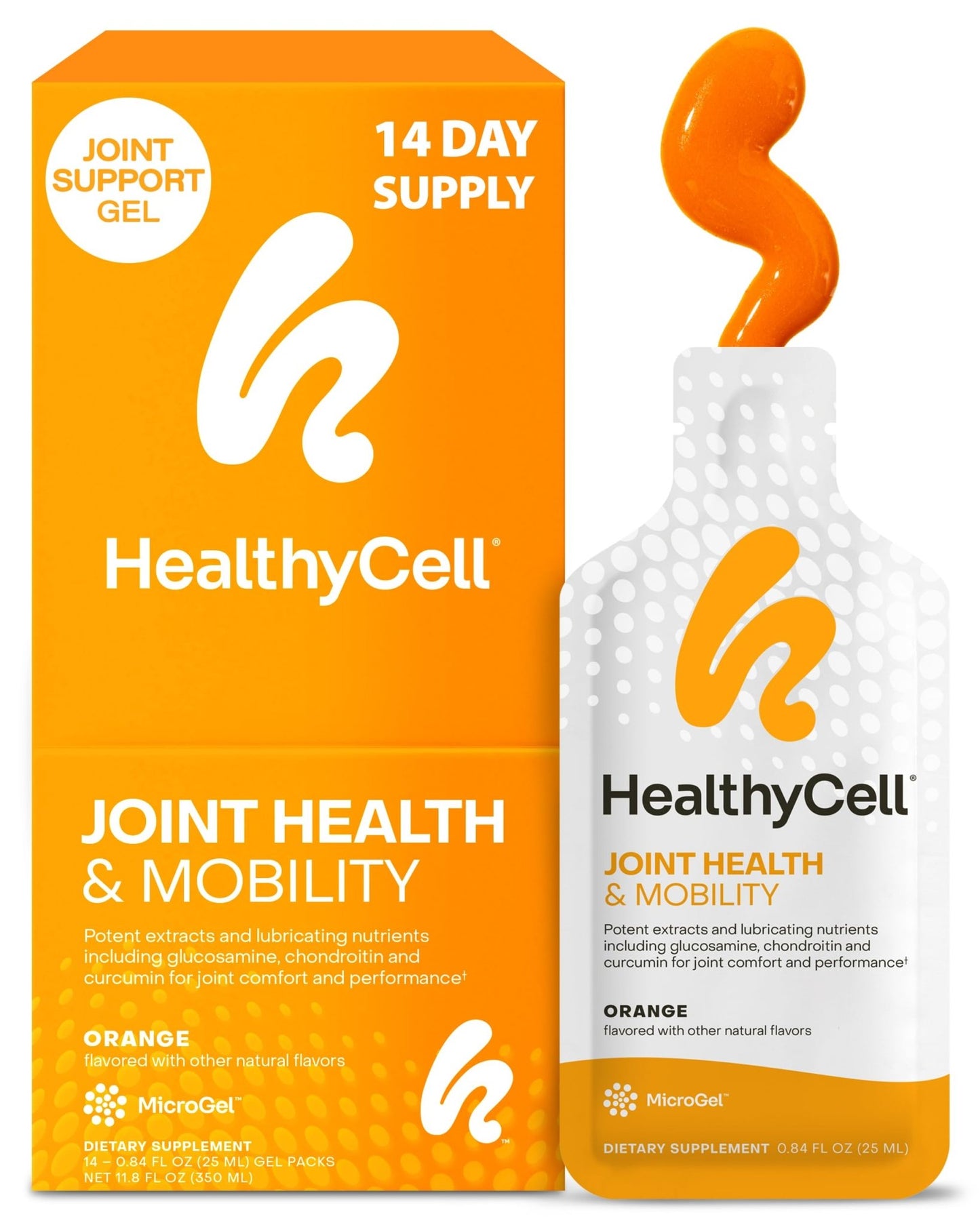 Healthycell Joint Health & Mobility Daily Liquid Supplement - Joint Support Supplement, Inflammation Response, Cartilage & Flexibility with Curcumin, Glucosamine & Chondroitin - 14 Gel Packs - dailyvitalstore