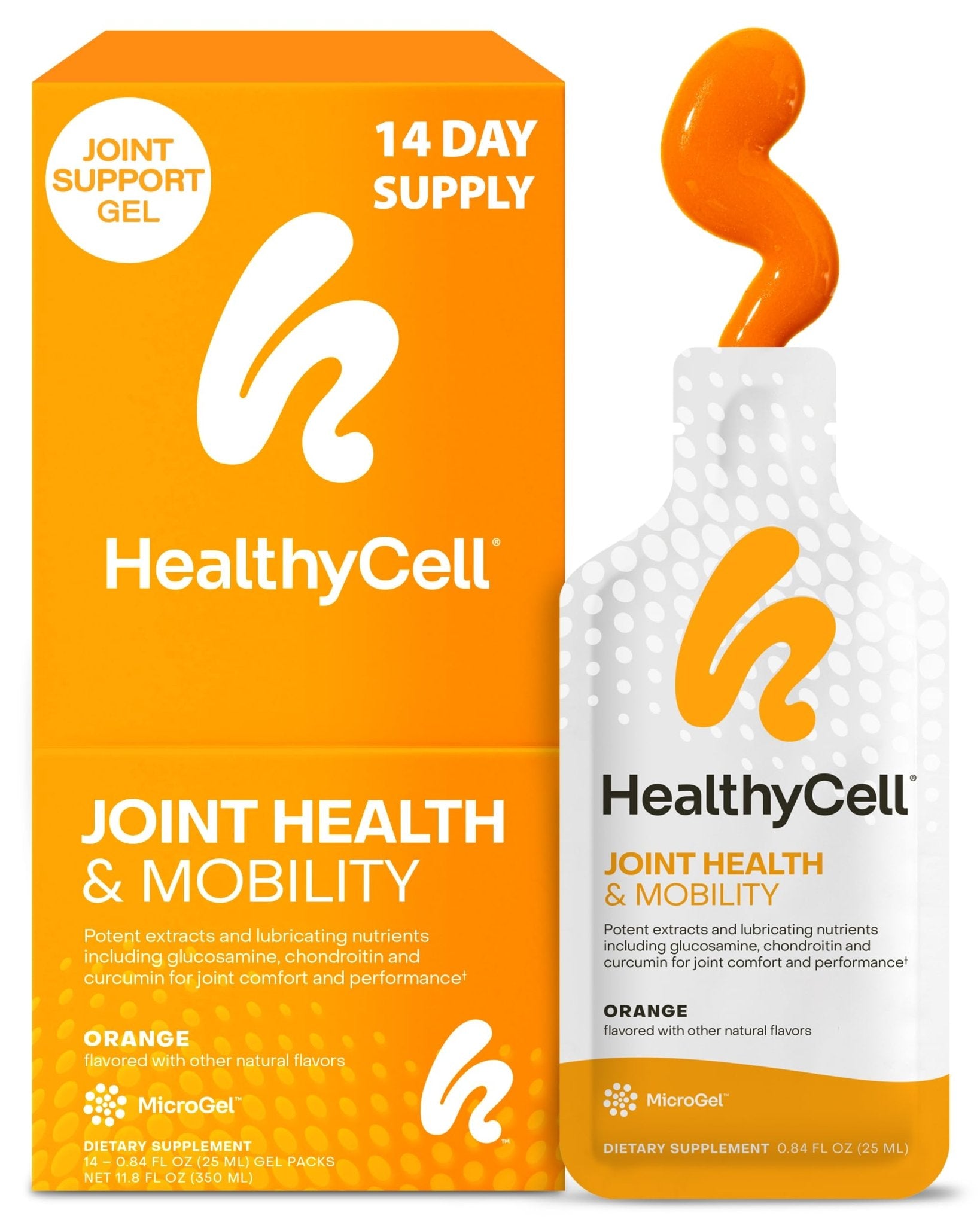 Healthycell Joint Health & Mobility Daily Liquid Supplement - Joint Support Supplement, Inflammation Response, Cartilage & Flexibility with Curcumin, Glucosamine & Chondroitin - 14 Gel Packs - dailyvitalstore