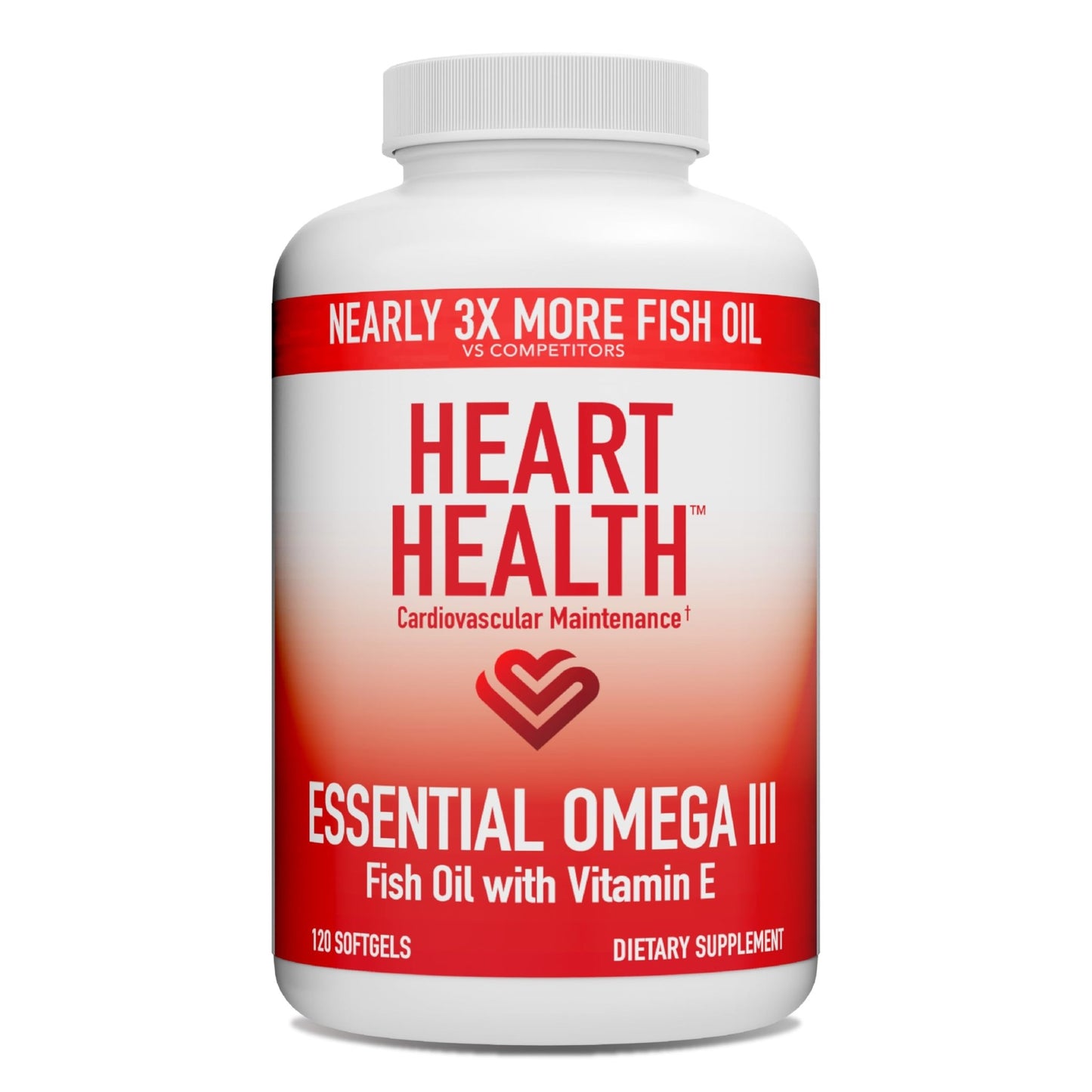 Heart Health Essential Omega III Fish Oil with Vitamin E – High EPA & DHA for Heart, Triglyceride & Blood Flow Support, Lemon Oil, Gluten-Free, - dailyvitalstore