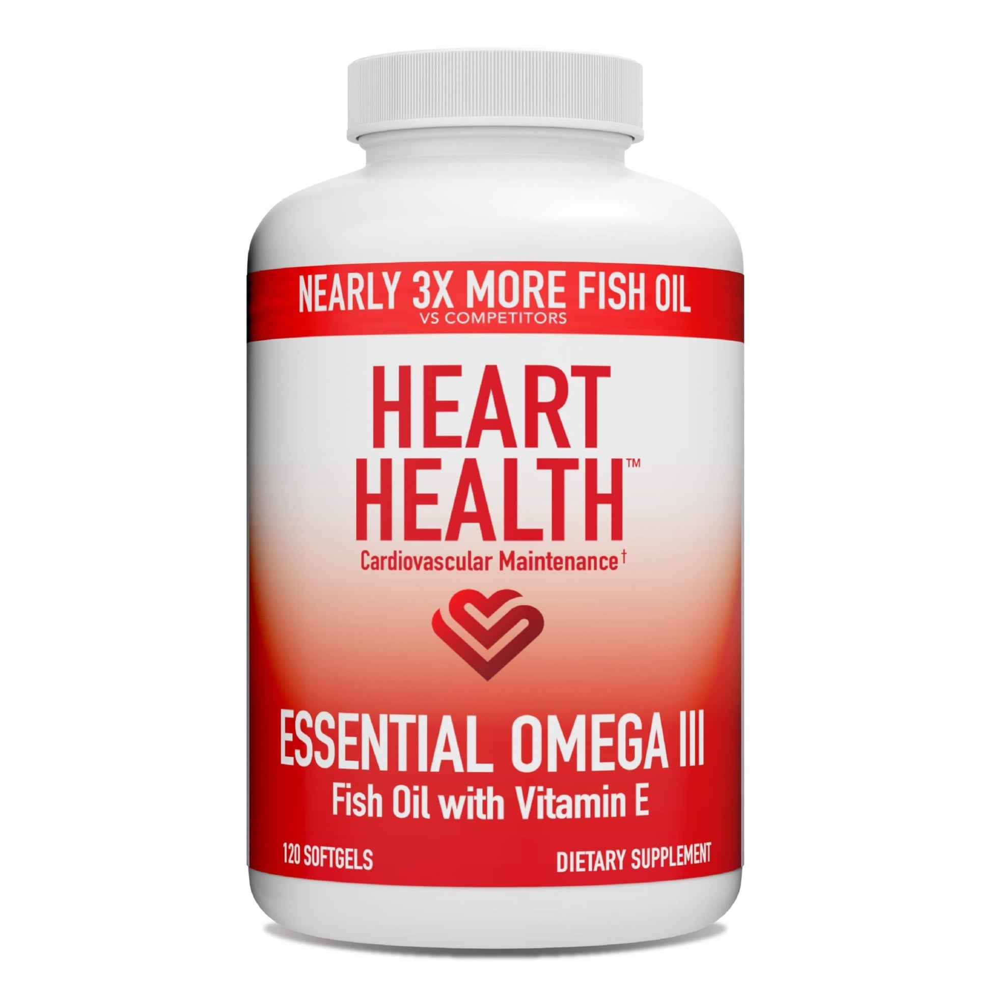 Heart Health Essential Omega III Fish Oil with Vitamin E – High EPA & DHA for Heart, Triglyceride & Blood Flow Support, Lemon Oil, Gluten-Free, - dailyvitalstore