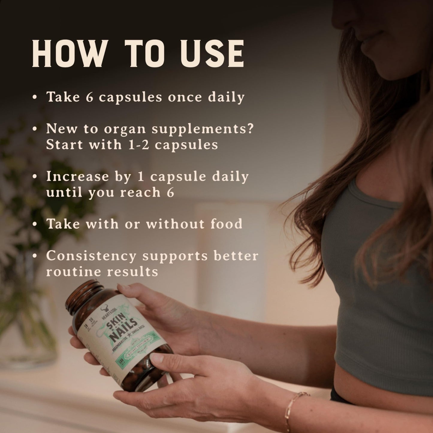 Heart & Soil 100% Grass Fed & Finished Joint Support Supplement from Regenerative Cattle with Trachea, Scapula & Bone Marrow – Supports Joint Strength & Mobility – 3000mg – Glass Bottle – 180 Capsules - dailyvitalstore