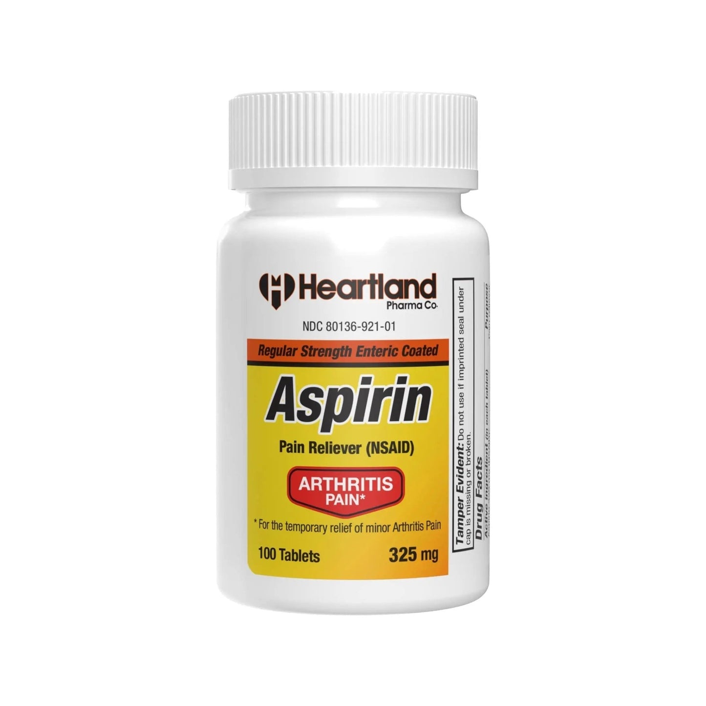 Heartland Pharma Aspirin 325mg Enteric Coated Tablets | Original Strength NSAID Pain Reliever & Fever Reducer | Joint Pain Relief for Arthritis | Child-Resistant Safety Cap | Made in USA | 100 Count - dailyvitalstore