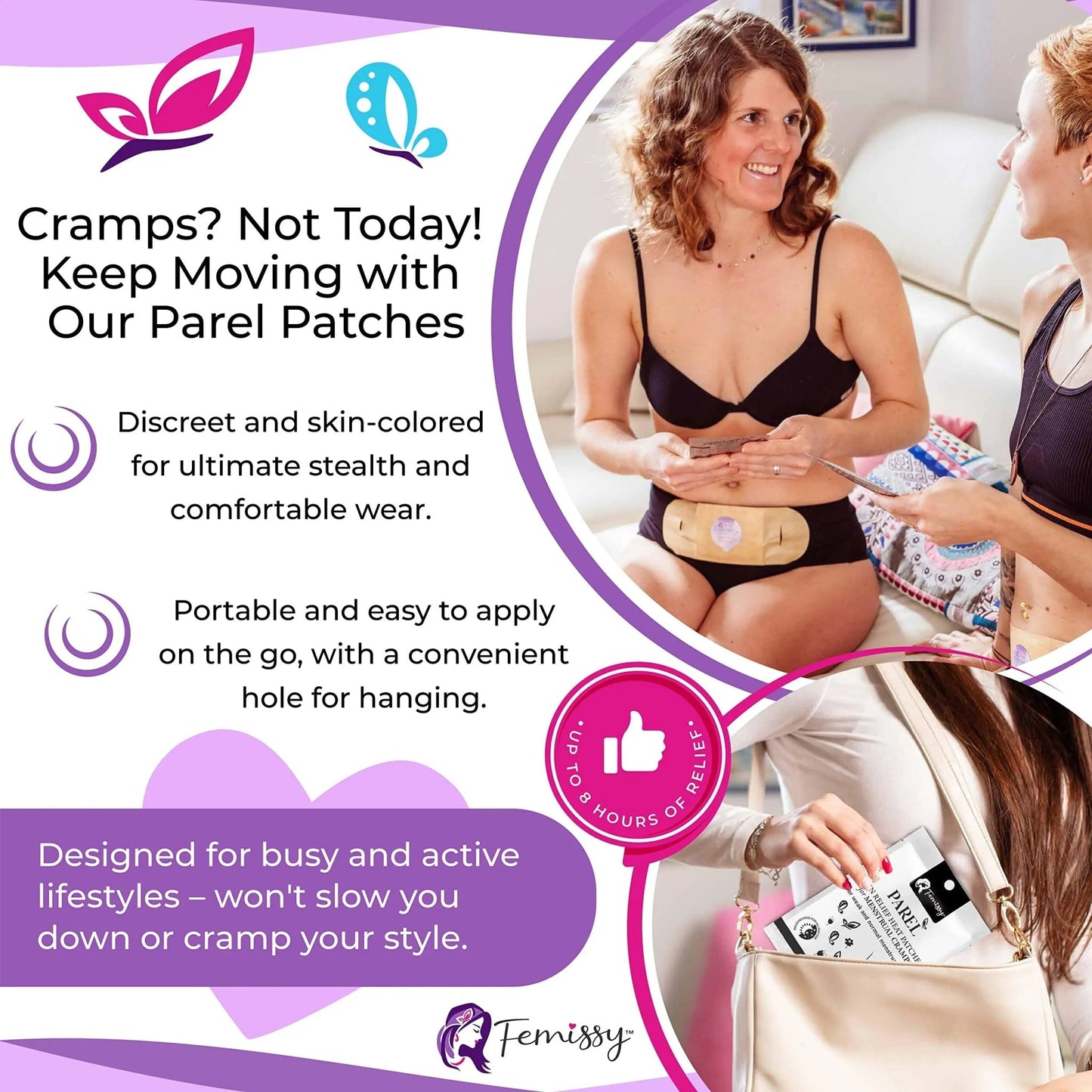 Heat Patches for Menstrual Cramps Based on Flow Strength, 10 Period Patches for Weak & Normal Flow & 1 Single Patch with Natural Herbs & Oils; Disposable Stick On Heating Pads Cramp-Free Period - dailyvitalstore