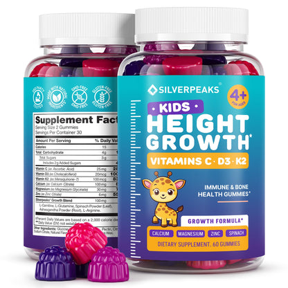 Height Growth Gummies for Kids - Growth Vitamins for Teens, Height Increase Multivitamin for Boys & Girls with Calcium Vitamin D C K2 Magnesium Zinc, Natural Height Growth Maximizer Supplement, 60 PCS - dailyvitalstore