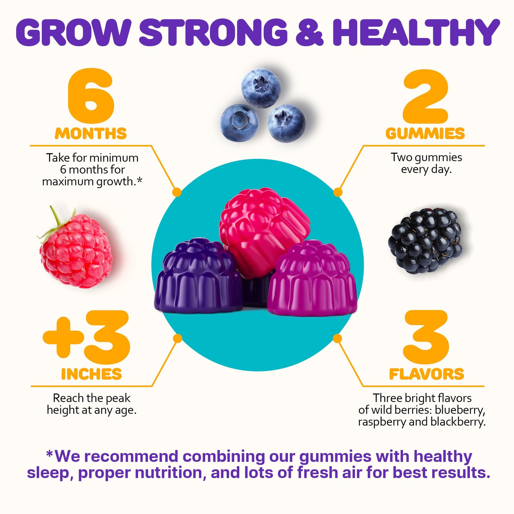 Height Growth Gummies for Kids - Growth Vitamins for Teens, Height Increase Multivitamin for Boys & Girls with Calcium Vitamin D C K2 Magnesium Zinc, Natural Height Growth Maximizer Supplement, 60 PCS - dailyvitalstore