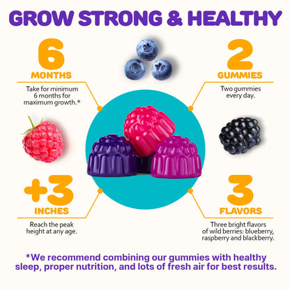 Height Growth Gummies for Kids - Growth Vitamins for Teens, Height Increase Multivitamin for Boys & Girls with Calcium Vitamin D C K2 Magnesium Zinc, Natural Height Growth Maximizer Supplement, 60 PCS - dailyvitalstore