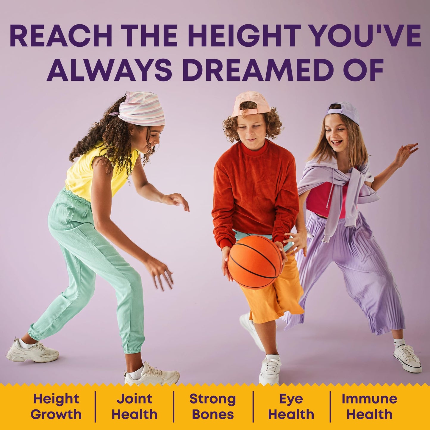 Height Growth Gummies for Kids & Teens - Calcium, Vitamin D3 + K2, Zinc, Magnesium, L-Arginine, Vitamin C - Multivitamin for Teen Boys & Girls - Grow Taller Supplement for Kids Height - 60 Gummies - dailyvitalstore