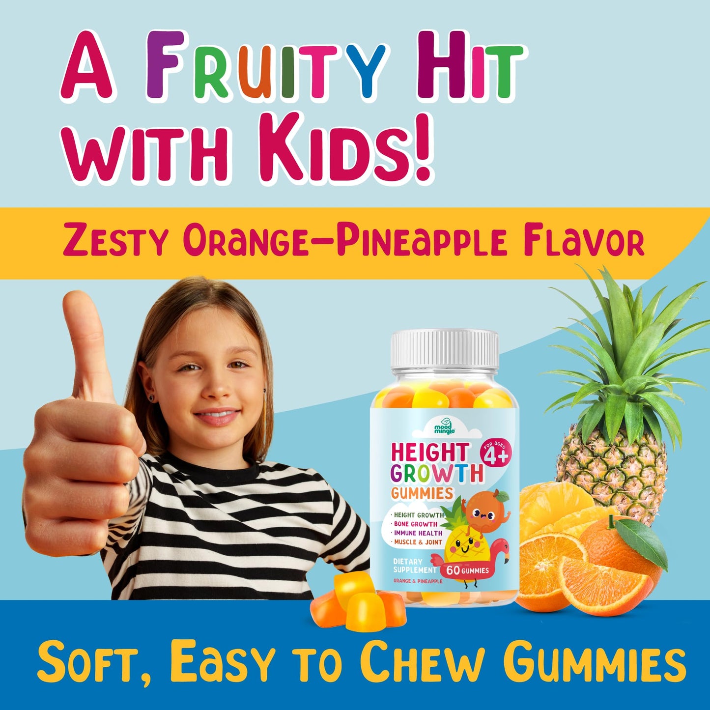 Height Growth Gummies Supplement - Kids Teens Height Increaser Maximizer Grow Taller Vitamins - dailyvitalstore