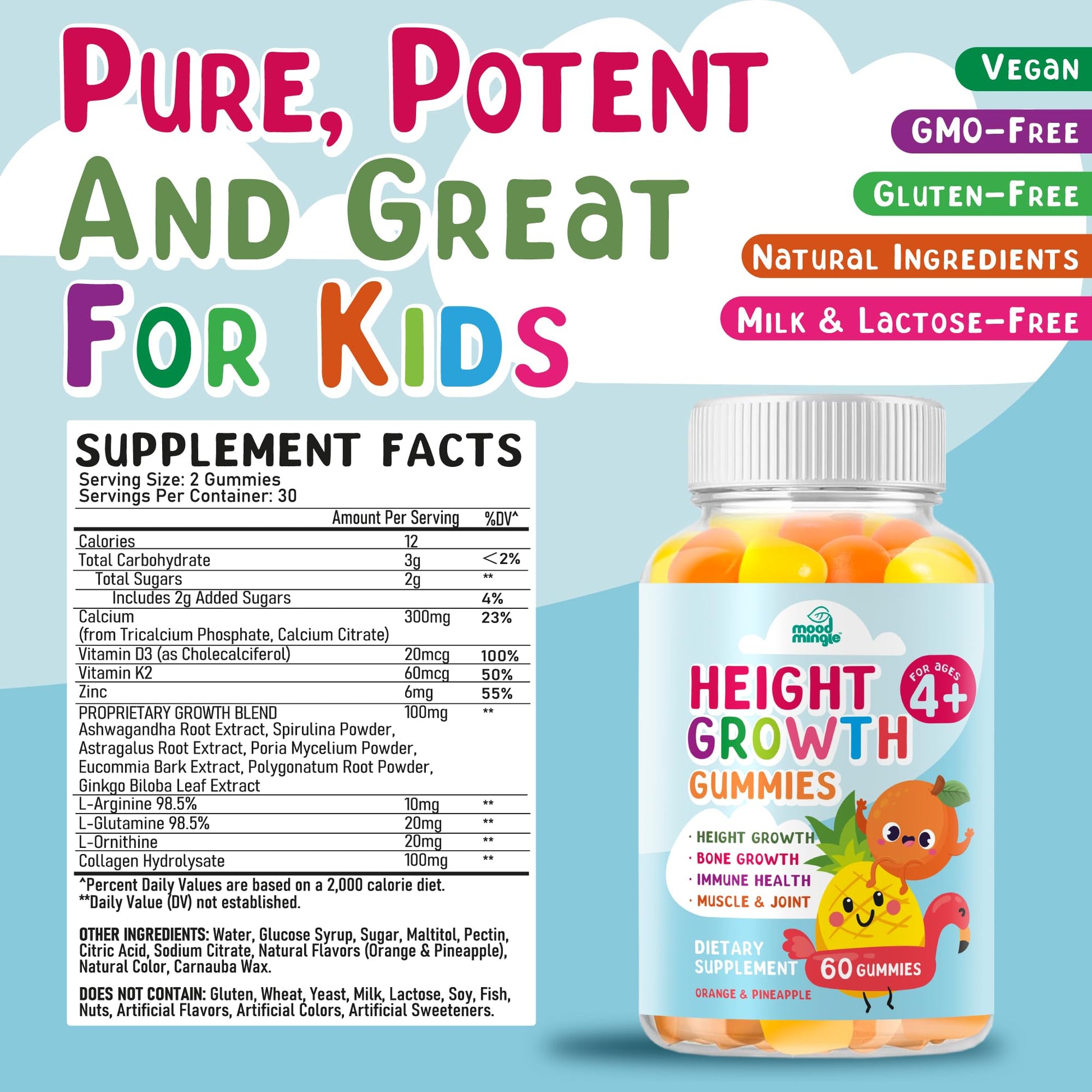 Height Growth Gummies Supplement - Kids Teens Height Increaser Maximizer Grow Taller Vitamins - dailyvitalstore