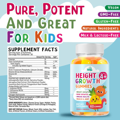 Height Growth Gummies Supplement - Kids Teens Height Increaser Maximizer Grow Taller Vitamins - dailyvitalstore