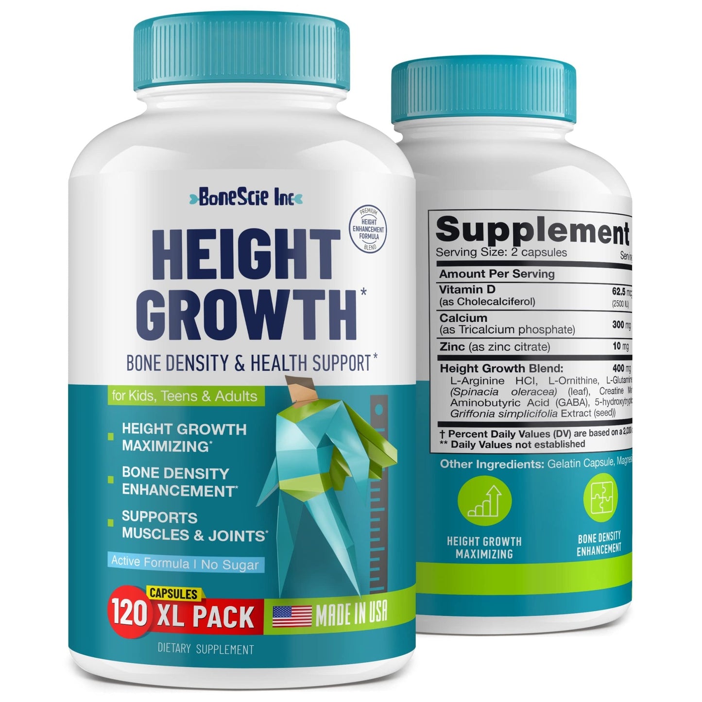 Height Growth Maximizer - Made in USA - Natural Height Increase Booster & Bone Growth Pills - Grow Taller Supplement for Adults, Teens & Kids - Vitamins for Boys & Girls to Get Taller - 120 capsules - dailyvitalstore