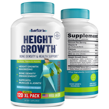 Height Growth Maximizer - Made in USA - Natural Height Increase Booster & Bone Growth Pills - Grow Taller Supplement for Adults, Teens & Kids - Vitamins for Boys & Girls to Get Taller - 120 capsules - dailyvitalstore