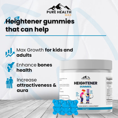 Heightener Gummies - Natural Height Growth Supplement for Kids, Teens and Adults to Increase Bone Strength and Grow Tall | Height Maximizer Pills with L-Arginine, Calcium & Zinc | 60 Gummy - dailyvitalstore