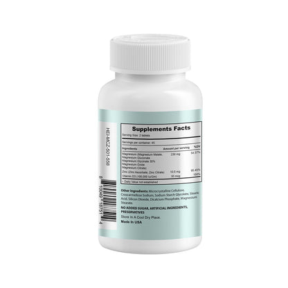 Heivy Magnesium Complex, Magnesium Glycinate, Citrate, Malate, Oxide, Gluconate with Zinc and Vitamin D3, Magnesium Supplement for Muscle, Nerve, Heart, Bone Support, High Absorption, 90 Tablets - dailyvitalstore