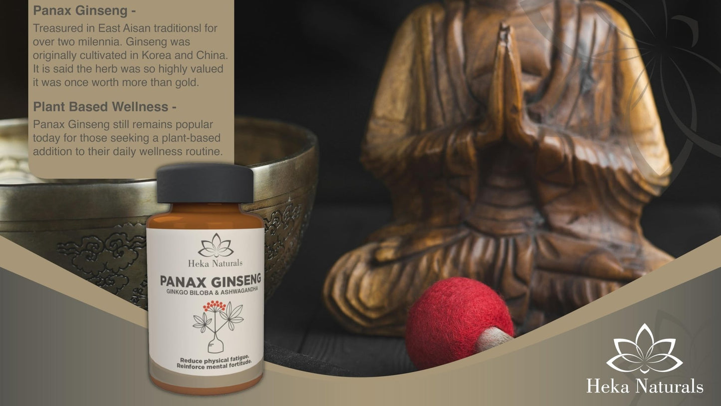 Heka Naturals Panax Ginseng Complex | 90 Capsules with Korean Ginseng, Ginkgo Biloba, Ashwagandha, Beetroot & Green Tea, Botanical Blend with Herbal Ingredients for Balanced | Food Supplement - dailyvitalstore