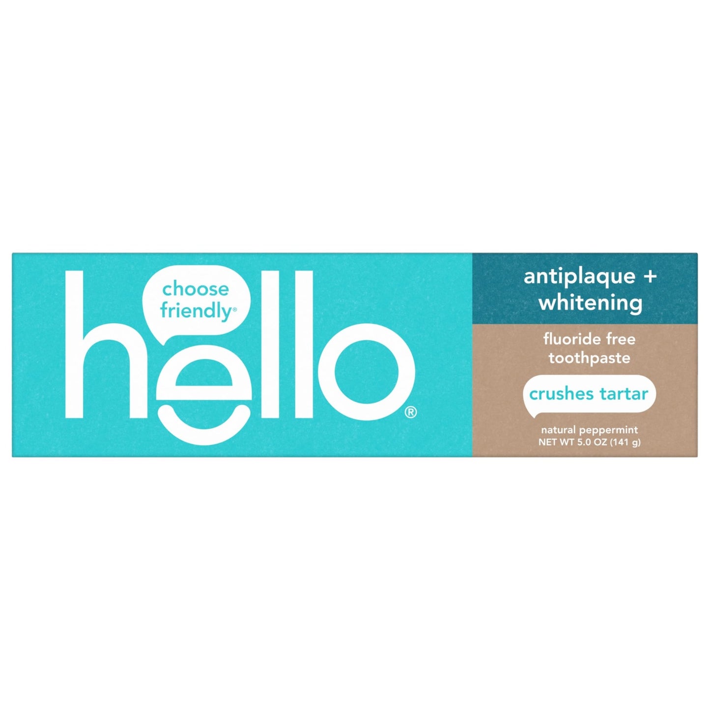 Hello Antiplaque and Whitening Fluoride Free Toothpaste, 5 Oz Tube, Whitening Toothpaste with Natural Peppermint Flavor and Tea Tree Oil, Crushes Tartar - dailyvitalstore