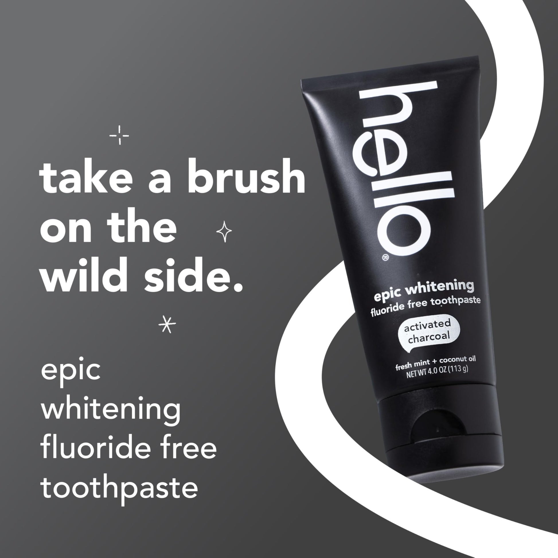 hello Epic Whitening Charcoal Fluoride Free Toothpaste, Activated Charcoal Toothpaste with Coconut Oil, Whitens Teeth Naturally, SLS Free - dailyvitalstore