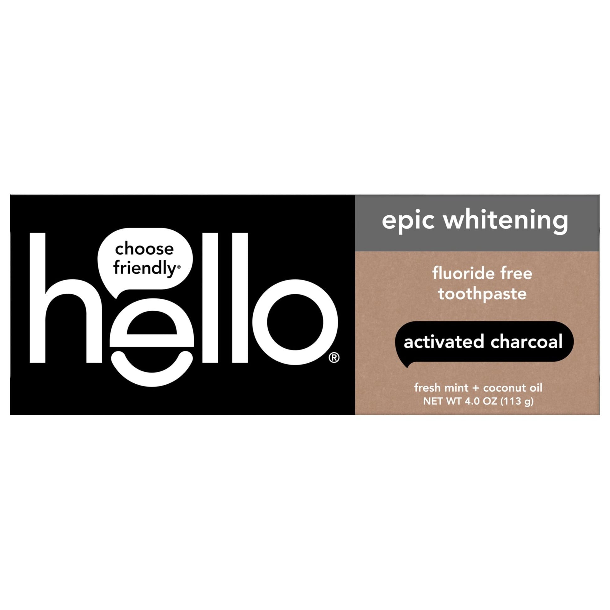 hello Epic Whitening Charcoal Fluoride Free Toothpaste, Activated Charcoal Toothpaste with Coconut Oil, Whitens Teeth Naturally, SLS Free - dailyvitalstore