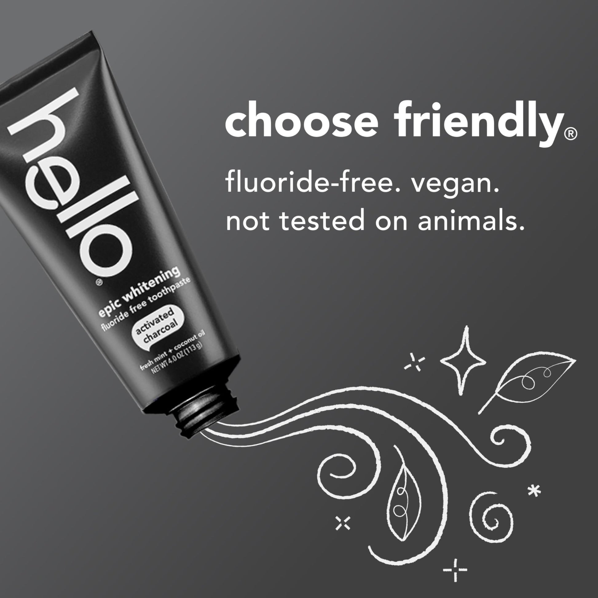hello Epic Whitening Charcoal Fluoride Free Toothpaste, Activated Charcoal Toothpaste with Coconut Oil, Whitens Teeth Naturally, SLS Free - dailyvitalstore