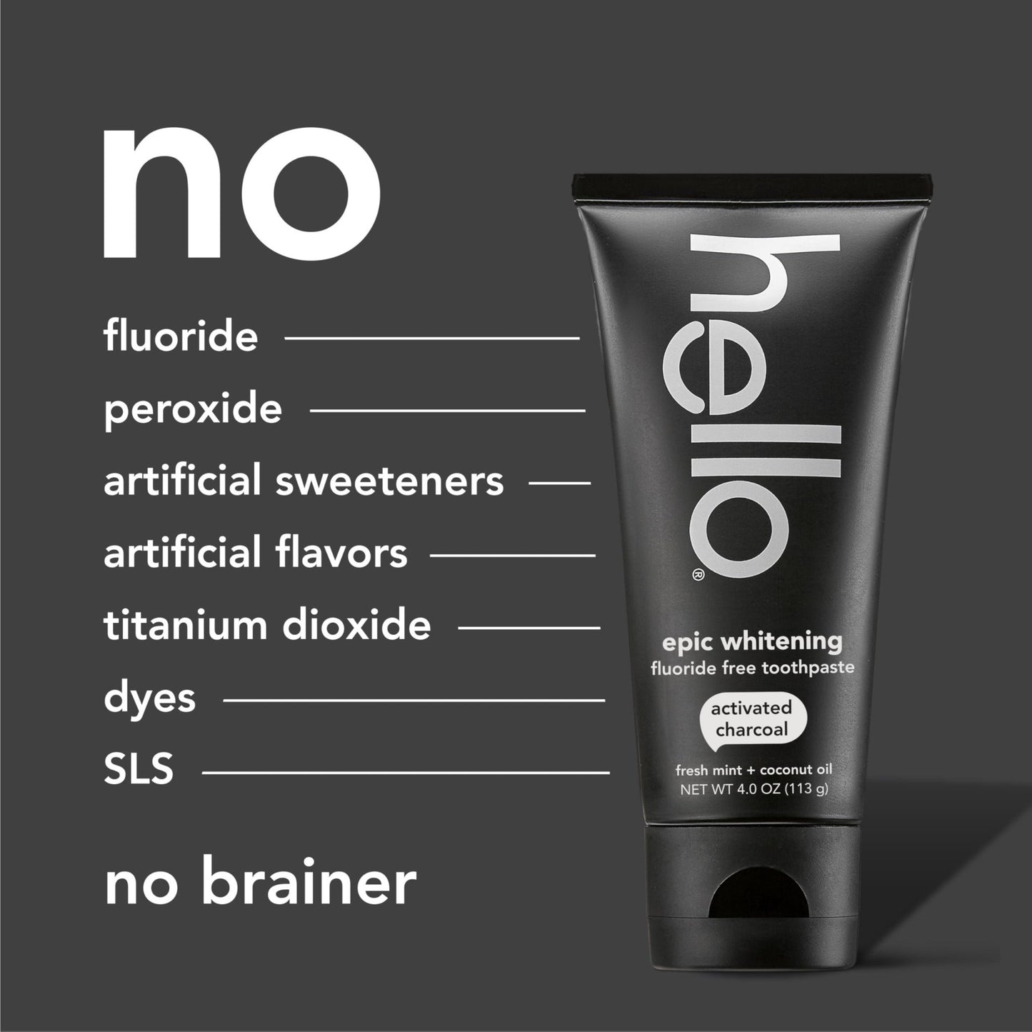 hello Epic Whitening Charcoal Fluoride Free Toothpaste, Activated Charcoal Toothpaste with Coconut Oil, Whitens Teeth Naturally, SLS Free - dailyvitalstore